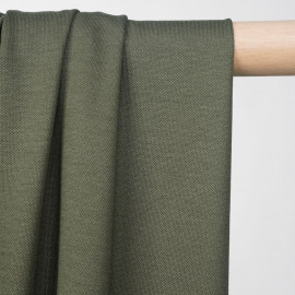Tissu polo maille piquée vert kaki  - pretty mercerie - mercerie en ligne