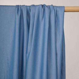 Tissu tencel et coton effet denim bleu cerulean - pretty mercerie - mercerie en ligne
