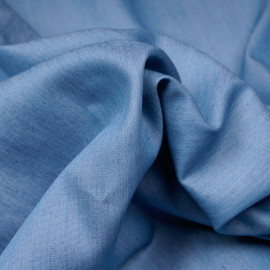 Tissu tencel et coton effet denim bleu cerulean - pretty mercerie - mercerie en ligne
