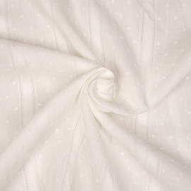 Tissu coton plumetis et bandes brodées blanc cassé - pretty mercerie - mercerie en ligne