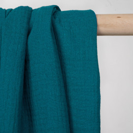tissu double gaze de coton bleu corsair  - pretty mercerie - mercerie en ligne