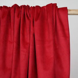Tissu velours côtelé coton rouge scarlet - pretty mercerie - mercerie en ligne