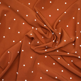 Tissu orange rust à pois blanc - pretty mercerie - mercerie en ligne