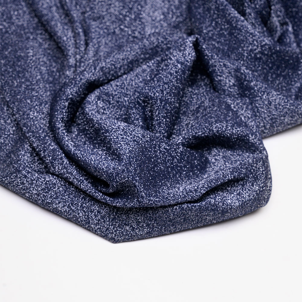 Tissu maillot de bain bleu nuit fil lurex argent - pretty mercerie - mercerie en ligne
