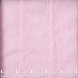 Tissu coton plumetis et bandes brodées rose pâle - pretty mercerie - mercerie en ligne