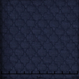 Tissu matelassé bleu indigo à motif graphique - Pretty mercerie - mercerie en ligne