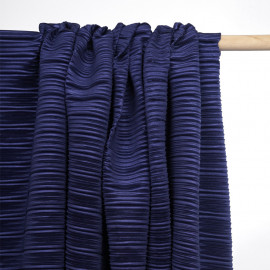 Tissu plissé bleu marine satiné - pretty mercerie - mercerie en ligne