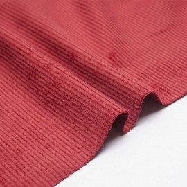 Tissu velours côtelé coton rouge de pompei - pretty mercerie - mercerie en ligne