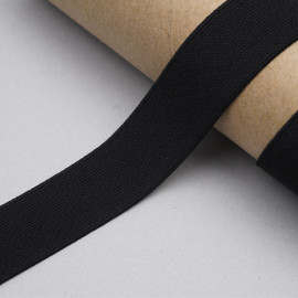 ruban élastique polyester recyclé noir côtelé | Pretty Mercerie | Mercerie en ligne