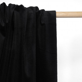 Tissu velours côtelé coton noir | Pretty Mercerie | mercerie en ligne