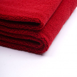 Tissu lainage bouclé effet mouton rouge poppy | Pretty Mercerie | mercerie en ligne
