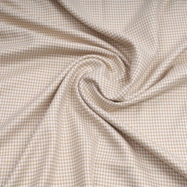 Tissu flanelle bambou à motif pied de poule beige et blanc | Pretty Mercerie | Mercerie en ligne