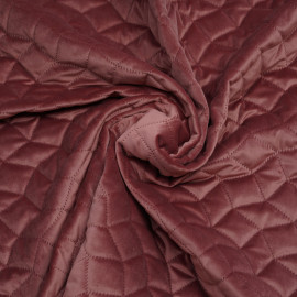 Tissu matelassé velours vieux rose à motif graphique | pretty mercerie | mercerie en ligne