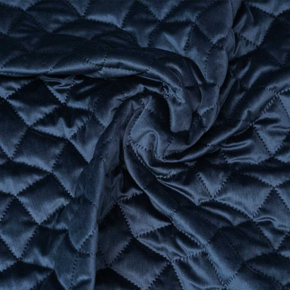 Tissu matelassé velours bleu marine à motif graphique / pretty mercerie / mercerie en ligne