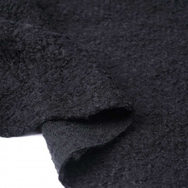 Tissu lainage maille bouclée noire | pretty mercerie | mercerie en ligne