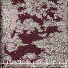 Tissu jacquard mauve et rhododendron à motif abstrait et fil lurex or | Pretty Mercerie | mercerie en ligne