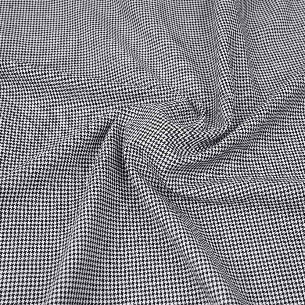 Tissu coton et lin à motif tissé pied de poule noir et blanc | Pretty Mercerie | mercerie en ligne