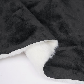 Tissu double face suédine noir et fausse fourrure blanche | pretty Mercerie | mercerie en ligne