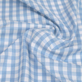 Tissu polycoton bleu pastel et blanc à motif tissé vichy | Pretty mercerie | mercerie en ligne