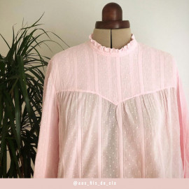 Tissu coton plumetis et bandes brodées rose pâle - pretty mercerie - mercerie en ligne