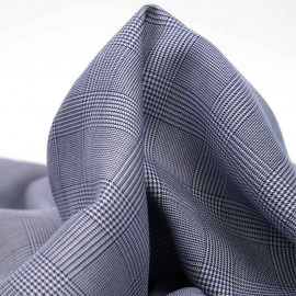 Tissu Tencel blanc à motif tissé prince de Galles bleu marine | pretty mercerie | mercerie en ligne
