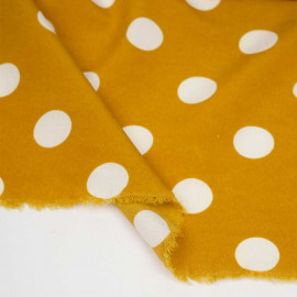Tissu polyester sunflower à motif pois blanc cassé | pretty mercerie | mercerie en ligne