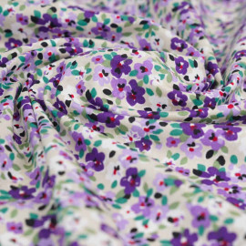 Tissu coton birch à motif petites fleurs violettes| Pretty mercerie | mercerie en ligne