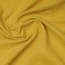 tissu double gaze de coton lemon curry | Pretty Mercerie | mercerie en ligne