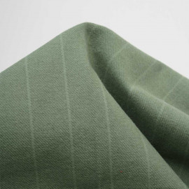 Tissu coton sergé et peigné à motif rayure - Vert