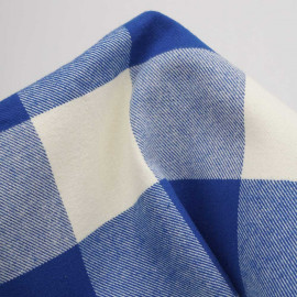 Tissu coton sergé et peigné à motif maxi vichy - Bleu foncé