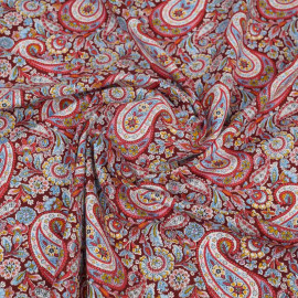 Tissu coton à motif paisley - rose foncé