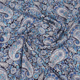 Tissu coton à motif paisley - Bleu foncé