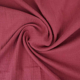 tissu double gaze de coton uni - rose foncé