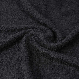 Tissu lainage maille bouclée noire | pretty mercerie | mercerie en ligne