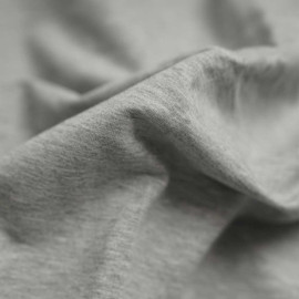 Tissu sweat bouclette de coton gris chiné