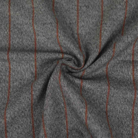 Tissu gris chiné à motif rayure tissée mocha