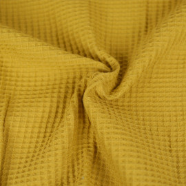 Tissu coton nid d'abeille - Jaune