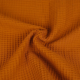 Tissu coton nid d'abeille - orange foncé