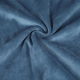 Tissu nicky jersey velours uni - blue jean