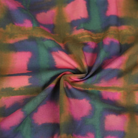 Tissu coton Slush à motif Tie and dye rose, bleu et vert