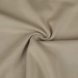 Tissu jersey maille tricoté de coton uni peigné - Beige