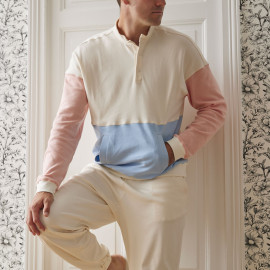 Tissu jersey maille tricoté de coton uni peigné - Écru