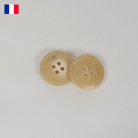 18 mm - Boutons 4 trous en Galalithe marbré beige