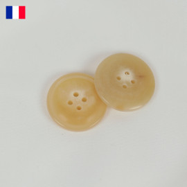 27 mm - Boutons 4 trous en Galalithe marbré beige