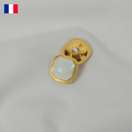 20 mm - Boutons carré à queue en Galalithe doré coeur blanc