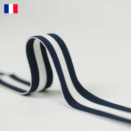 25 mm - Ruban élastique plat tricoté bleu et blanc