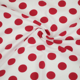 Tissu jersey de coton blanc à motif pois Tour de France rouge
