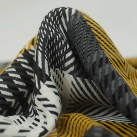 Tissu lainage Moor à motif tissé chevron ocre, gris, noir et écru