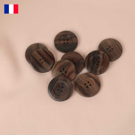 31 mm - Boutons rond quatre trous en bois d'Ébène de Macassar - naturel