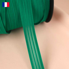 27 mm - Ruban élastique plat vert eden à fines rayures ajourées